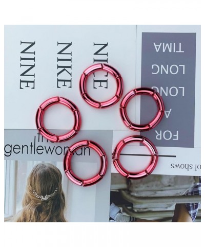 Summer Bangles Bracelets for Women Chunky Curved Stackable Bracelets Acrylic Beaded Stretch Bracelets for Teen Girls Gift Red...