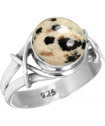 925 Sterling Silver Handmade Ring for Women 10 MM Round Gemstone Fashion Jewelry for Gift (99085_R) Dalmatian $15.26 Rings