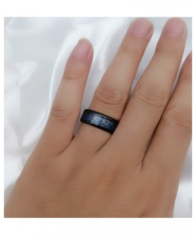 Couple Rings Black Plated Round cut Blue Cz Womens Wedding Ring Sets Stainless Steel Men Wedding Band Blue1 Women size10 $9.4...