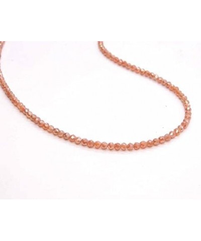 Mystic Peach Moonstone Faceted Beads Necklace | Natural Peach Moonstone Silver Coated Faceted Roundel Beads Necklace | 3MM Be...