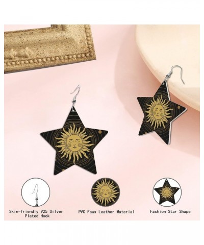 Leather Earrings for Women Girls,Lightweight Star Shape Dangle Earrings,Gift for Women Zodiac sign $6.50 Earrings