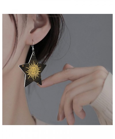 Leather Earrings for Women Girls,Lightweight Star Shape Dangle Earrings,Gift for Women Zodiac sign $6.50 Earrings