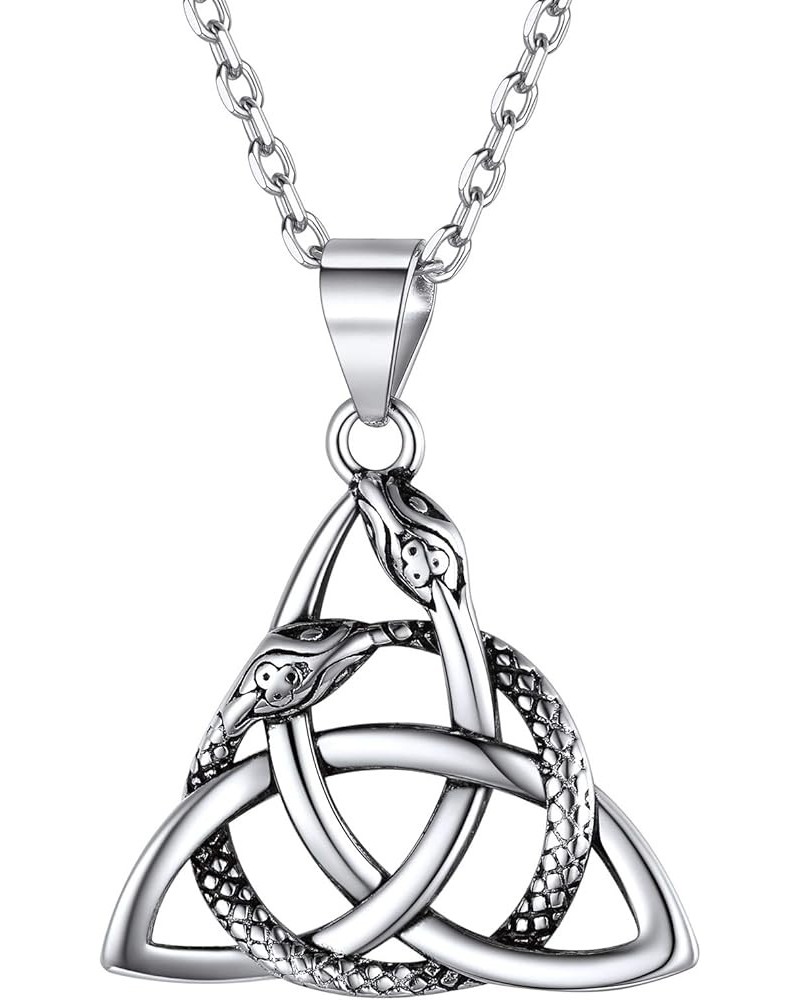 925 Sterling Silver Good Luck Irish Celtic Knot Necklaces Vintage Triangle/Cross/Round Pendant Necklaces Gift for Women (with...