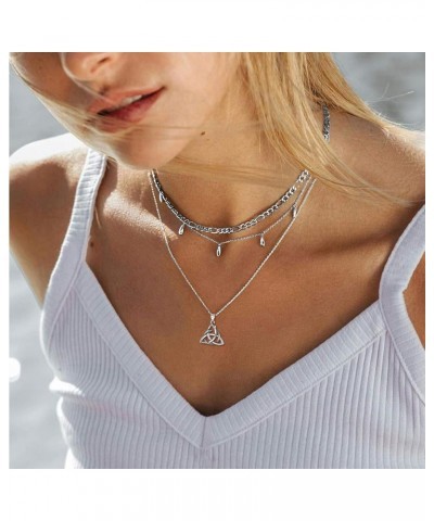 925 Sterling Silver Good Luck Irish Celtic Knot Necklaces Vintage Triangle/Cross/Round Pendant Necklaces Gift for Women (with...