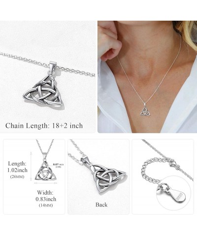 925 Sterling Silver Good Luck Irish Celtic Knot Necklaces Vintage Triangle/Cross/Round Pendant Necklaces Gift for Women (with...