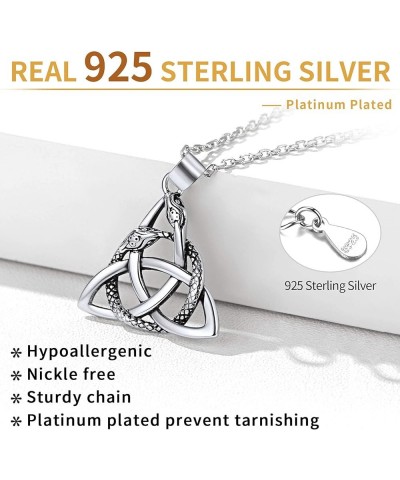 925 Sterling Silver Good Luck Irish Celtic Knot Necklaces Vintage Triangle/Cross/Round Pendant Necklaces Gift for Women (with...