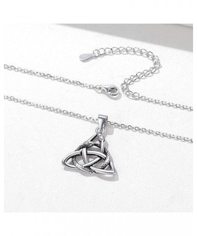 925 Sterling Silver Good Luck Irish Celtic Knot Necklaces Vintage Triangle/Cross/Round Pendant Necklaces Gift for Women (with...