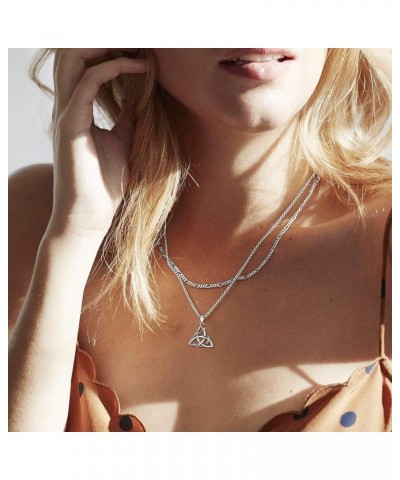 925 Sterling Silver Good Luck Irish Celtic Knot Necklaces Vintage Triangle/Cross/Round Pendant Necklaces Gift for Women (with...