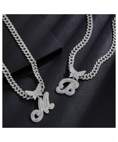 Silver Cuban Link Chain for Women men Initial letter custom name Necklaces personalized necklace diamond iced out chain Penda...