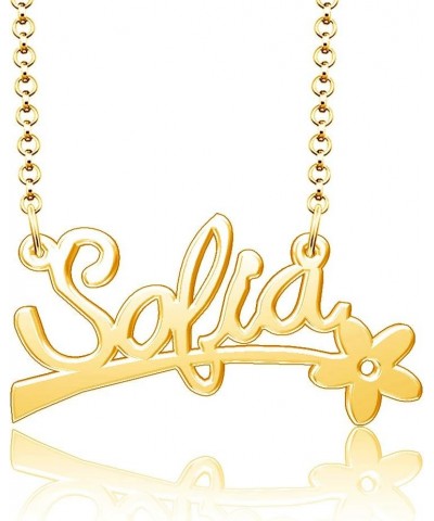 24k Gold Plated Flower Personalized Nameplate Custom Name Necklace Sofía $12.65 Necklaces