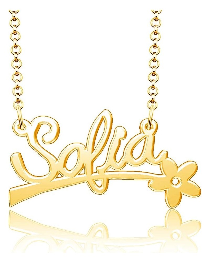 24k Gold Plated Flower Personalized Nameplate Custom Name Necklace Sofía $12.65 Necklaces