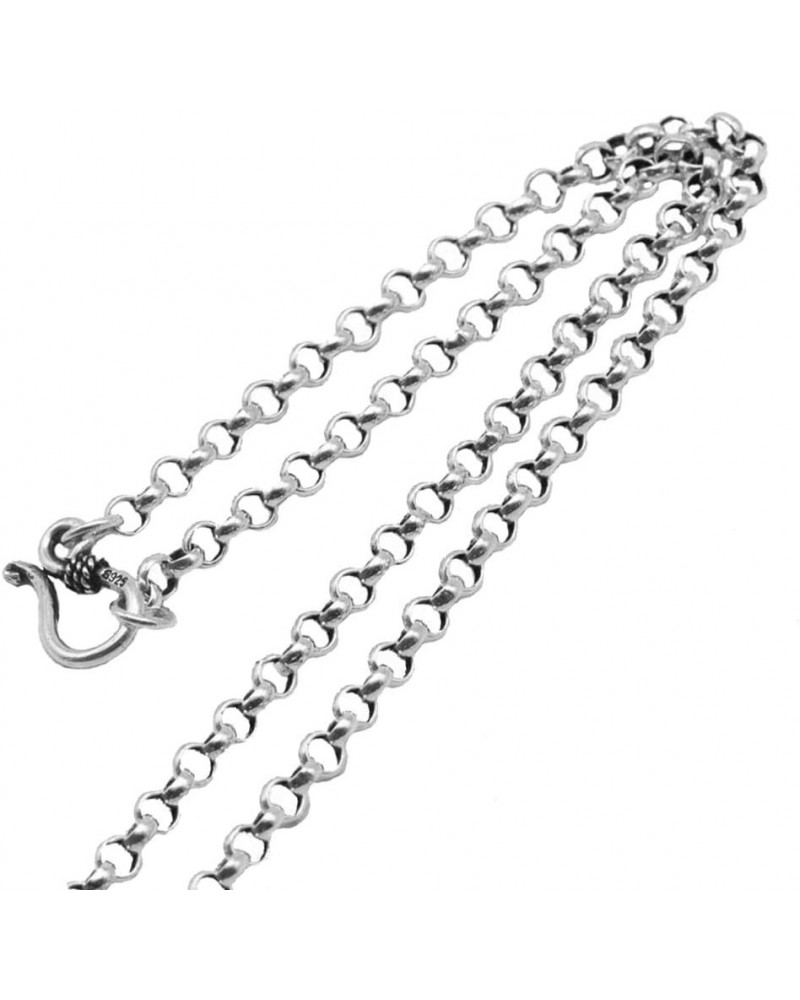 Vintage Solid 925 Sterling Silver Round Rolo Belcher Chain Link Necklace for Men Women 3/3.5/4mm 3mm 24.0 Inches $18.23 Neckl...