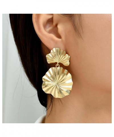 Gold Flower Earrings for Women Exaggerated Gold Earrings Gold Flower Dangle Earrings Retro Flower Drop Earrings Party Jewelry...