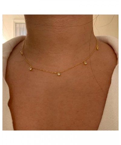 Gold Necklace for Women - 14K Gold/Silver Plated CZ Diamond Butterfly Herringbone Choker Necklace for Women Gold Layered Neck...