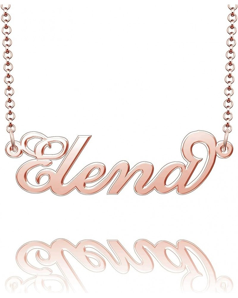 Name Necklace Personalized Gold Custom Name Plate Necklace Sterling Silver Elena-Rose Gold $19.37 Necklaces