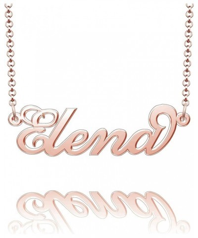 Name Necklace Personalized Gold Custom Name Plate Necklace Sterling Silver Elena-Rose Gold $19.37 Necklaces