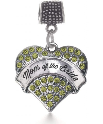 Silver Pave Heart Charm for Bracelet with Cubic Zirconia Jewelry Green Mom of the Bride $10.99 Bracelets