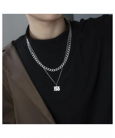 Stainless Steel Old English Initial Necklace 26 Letters Pendant Double Layer Chunky Chain O $16.19 Necklaces