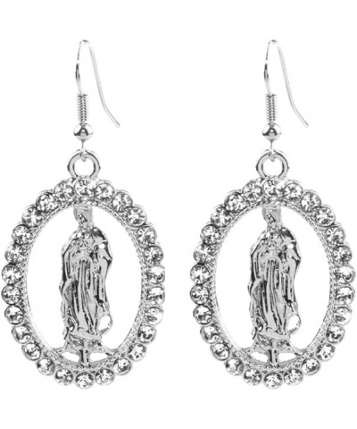 Virgin Mary Our Lady of Guadalupe Catholic Drop Dangle Earrings for Women – Religious Prayer Amulet – embellished with genuin...