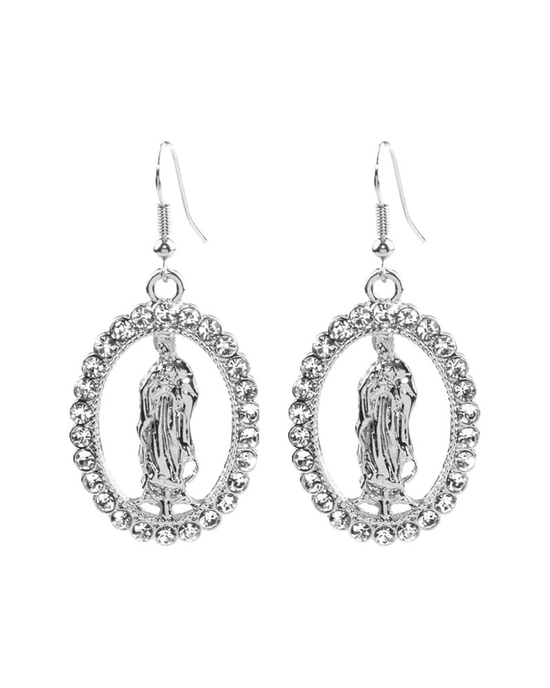 Virgin Mary Our Lady of Guadalupe Catholic Drop Dangle Earrings for Women – Religious Prayer Amulet – embellished with genuin...