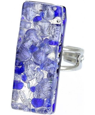 GlassOfVenice Murano Glass Venetian Reflections Rectangular Adjustable Ring - Periwinkle $16.15 Rings