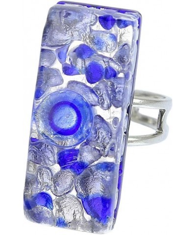 GlassOfVenice Murano Glass Venetian Reflections Rectangular Adjustable Ring - Periwinkle $16.15 Rings