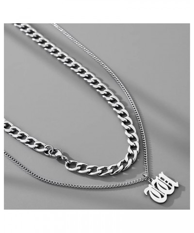 Stainless Steel Old English Initial Necklace 26 Letters Pendant Double Layer Chunky Chain O $16.19 Necklaces