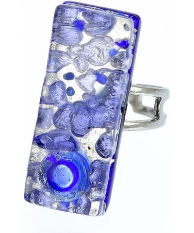 GlassOfVenice Murano Glass Venetian Reflections Rectangular Adjustable Ring - Periwinkle $16.15 Rings