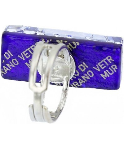 GlassOfVenice Murano Glass Venetian Reflections Rectangular Adjustable Ring - Periwinkle $16.15 Rings