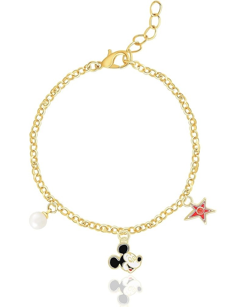 100 Womens Mickey and Minnie Charm Bracelet 6.5" + 1" - Official License Flash Plated 100th Anniversary Limited Edition Brace...