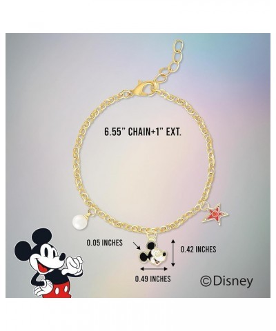 100 Womens Mickey and Minnie Charm Bracelet 6.5" + 1" - Official License Flash Plated 100th Anniversary Limited Edition Brace...