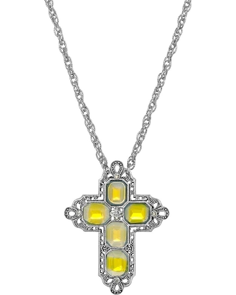 1928 Jewelry Regal Filigree Crystal Cross Pendant Necklace For Women, 30 Jonquil $35.65 Necklaces