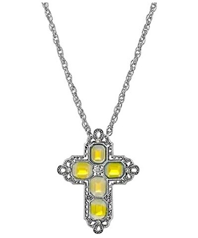 1928 Jewelry Regal Filigree Crystal Cross Pendant Necklace For Women, 30 Jonquil $35.65 Necklaces