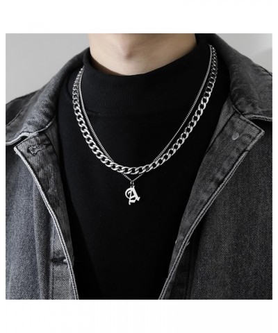 Stainless Steel Old English Initial Necklace 26 Letters Pendant Double Layer Chunky Chain O $16.19 Necklaces