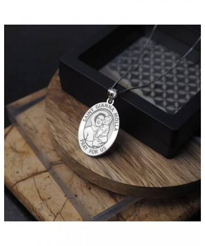 Saint Gianna Beretta Molla Oval Religious Medal - in Sterling Silver and 10K or 14K Gold 1/2 x 2/3 Inch Medal Only Solid 10k ...