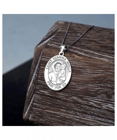 Saint Gianna Beretta Molla Oval Religious Medal - in Sterling Silver and 10K or 14K Gold 1/2 x 2/3 Inch Medal Only Solid 10k ...