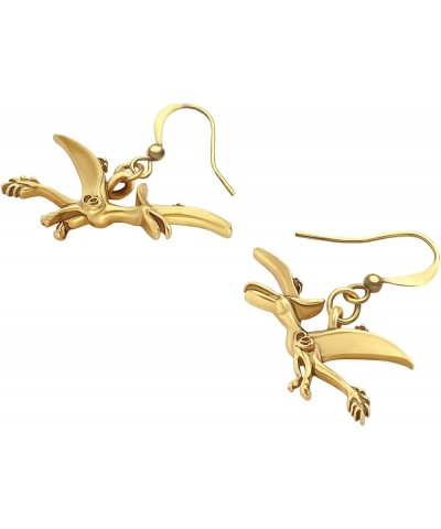 Antique Alloy Gold Silver Plated Pterodactyl Earrings Dinosaur Dangle Drop Dragon Jewelry for Women Girls Gold $7.55 Earrings