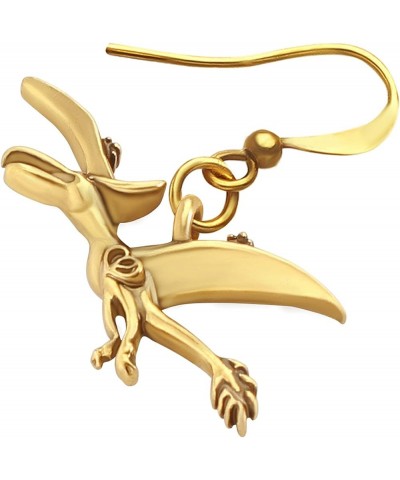 Antique Alloy Gold Silver Plated Pterodactyl Earrings Dinosaur Dangle Drop Dragon Jewelry for Women Girls Gold $7.55 Earrings