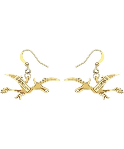 Antique Alloy Gold Silver Plated Pterodactyl Earrings Dinosaur Dangle Drop Dragon Jewelry for Women Girls Gold $7.55 Earrings