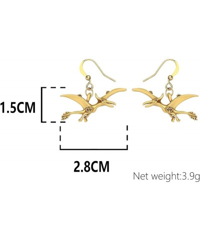 Antique Alloy Gold Silver Plated Pterodactyl Earrings Dinosaur Dangle Drop Dragon Jewelry for Women Girls Gold $7.55 Earrings