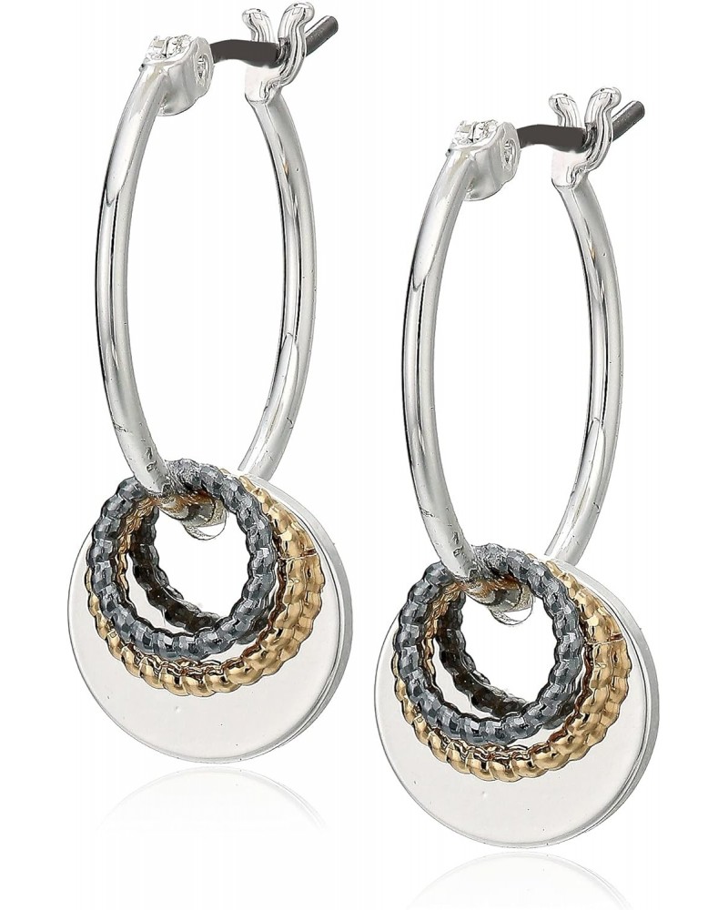 Shaky Drop Off Hoop Earring, Silver/Gold/Hematite Tri-Tone $9.66 Earrings