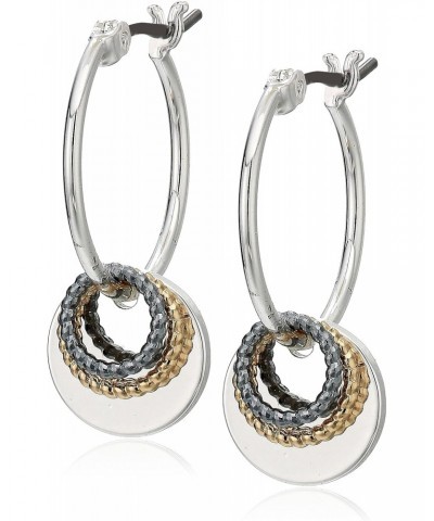 Shaky Drop Off Hoop Earring, Silver/Gold/Hematite Tri-Tone $9.66 Earrings