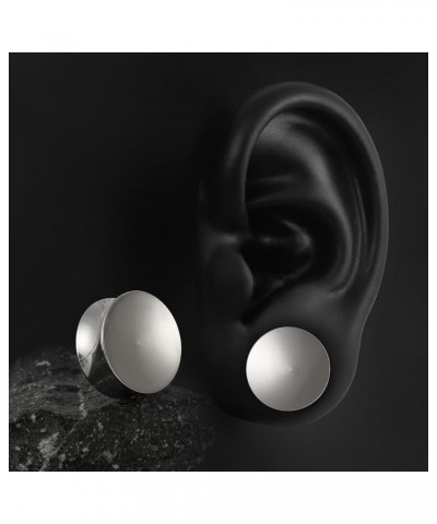 2PCS Simple Concave Ear Plugs Tunels Gauges for Stretched Ears, Hypoallergenic 316 Stainless Steel Gauges Plugs Tunnels for E...