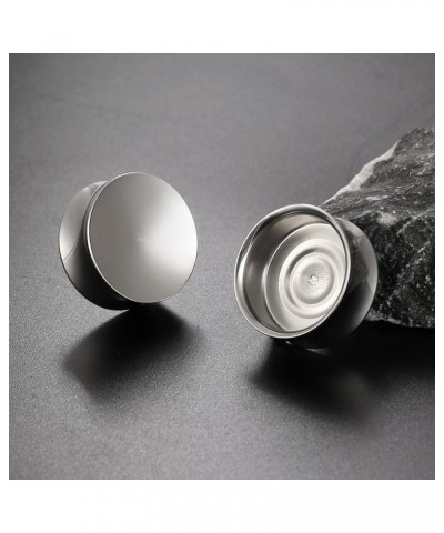 2PCS Simple Concave Ear Plugs Tunels Gauges for Stretched Ears, Hypoallergenic 316 Stainless Steel Gauges Plugs Tunnels for E...