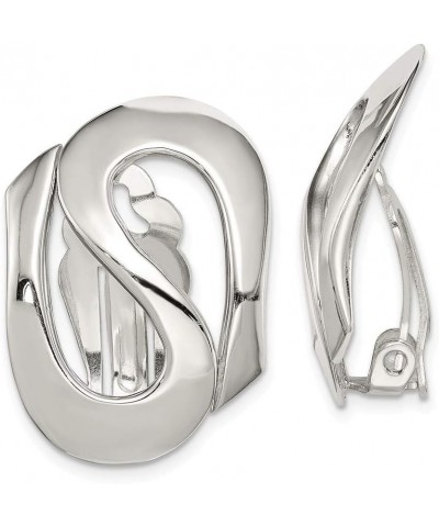 Sterling Silver Polished Clip-on Earrings $46.59 Earrings