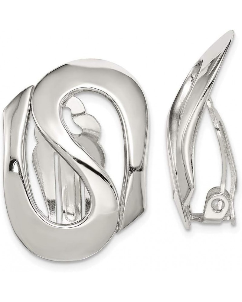 Sterling Silver Polished Clip-on Earrings $46.59 Earrings