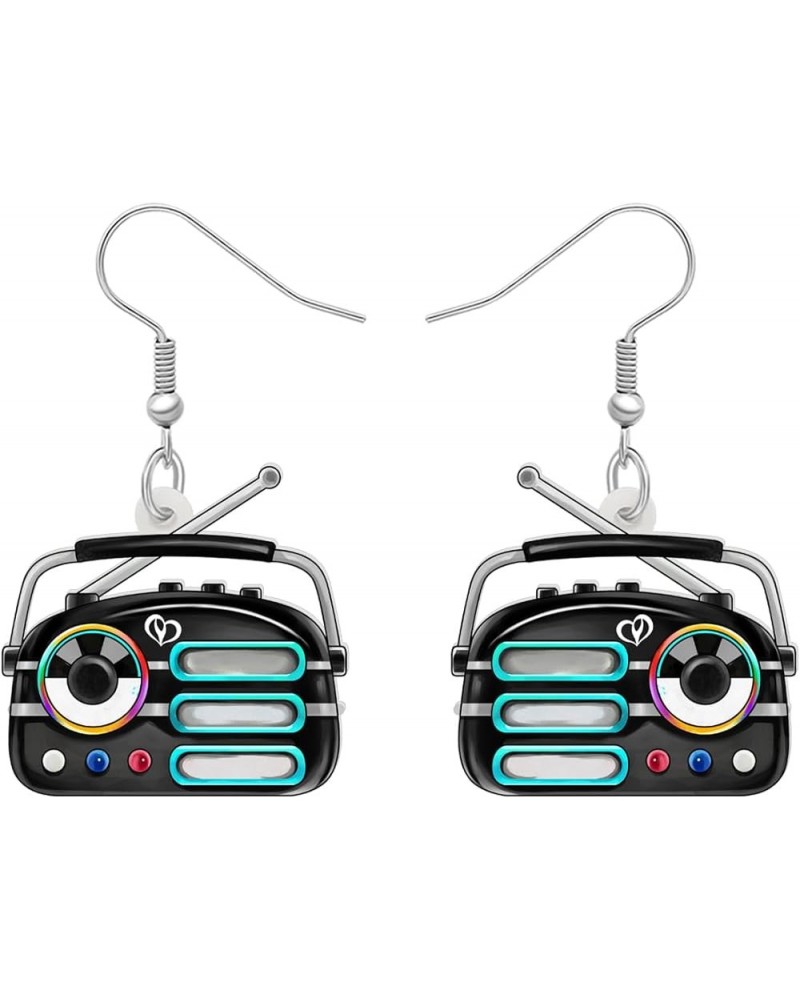 Acrylic Vintage Cassette Tape Earrings Dangle Old Camera Radio Jewelry Novelty Gifts for Women Girls Charms Accessories Radio...