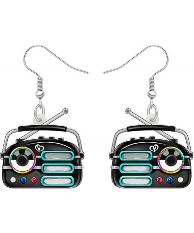 Acrylic Vintage Cassette Tape Earrings Dangle Old Camera Radio Jewelry Novelty Gifts for Women Girls Charms Accessories Radio...