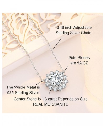 Moissanite Chocker Necklace for Women, 1-3CT D-F Color Ideal Cut 925 Sterling Silver Solitaire Diamond Necklace with Certific...