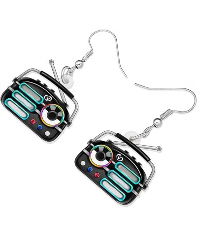 Acrylic Vintage Cassette Tape Earrings Dangle Old Camera Radio Jewelry Novelty Gifts for Women Girls Charms Accessories Radio...